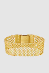 Front product shot of the Oroton Mathilde Wide Bracelet in WORN GOLD and Premium brass material for Women . IP:1