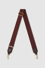 Front product shot of the Oroton Logo Bag Strap in COPPER and Premium crackle leather and webbing material for Women .