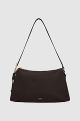 Front product shot of the Oroton Cali Shoulder Bag in DARK CHOCOLATE and Premium smooth leather for Women . IP:1