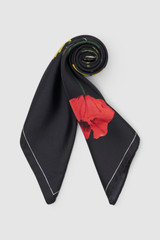 Back product shot of the Oroton WILD FLOWER SILK SCARF in BLACK and 100% silk twill fabric for Women . IP:25