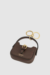 Front product shot of the Oroton Dylan Baguette Bag Charm in COFFEE BEAN and Premium pebble leather for Women . IP:1