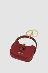 Front product shot of the Oroton Dylan Baguette Bag Charm in BERRY and Premium pebble leather for Women .