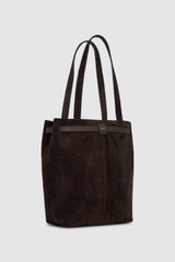 Back product shot of the Oroton Cali Tote Suede in Dark Chocolate and Premium suede leather for Women .