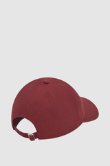 Back product shot of the Oroton Oro Logo Cap in ROUGE and High-quality 100% cotton material for Women . IP:25