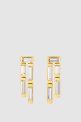 Front product shot of the Oroton Eden Earrings in Clear/Worn Gold and Brass with sterling silver earring post for Women . IP:1