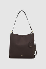 Front product shot of the Oroton Margot Hobo in Dark Chocolate and Premium pebble leather for Women . IP:1