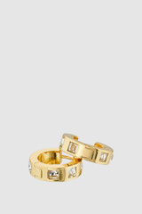 Detail product shot of the Oroton Jamie Huggies in Gold/Crystal and Premium brass material for Women . IP:21