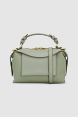 Front product shot of the Oroton MICA MINI BOWLER in Gumleaf and Premium pebble leather for Women