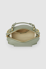 Internal product shot of the Oroton MICA MINI BOWLER in Gumleaf and Premium pebble leather for Women