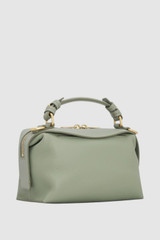 Back product shot of the Oroton Mica Mini Bowler in Gumleaf and Premium pebble leather for Women . IP:25