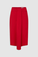 Front product shot of the Oroton Sarong Skirt in Ribbon Red and 55% linen, 43% viscose, and 2% elastane blend for Women . IP:1