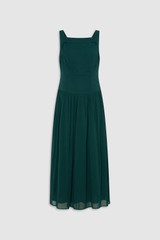Front product shot of the Oroton Yoke Detail Sundress in Helm Green and 100% lightweight semi-sheer cotton voile fabric for Women . IP:1