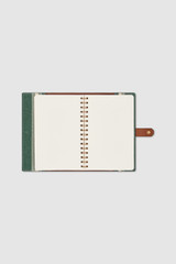 Internal product shot of the Oroton Bronte Notebook in Helm Green and Premium canvas material for Women . IP:18