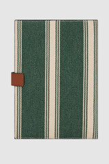Back product shot of the Oroton Bronte Notebook in Helm Green and Premium canvas material for Women . IP:25