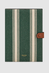Front product shot of the Oroton Bronte Notebook in Helm Green and Premium canvas material for Women . IP:1