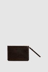 Back product shot of the Oroton Handkerchief Pouch in Dark Chocolate and Premium smooth leather for Women . IP:25