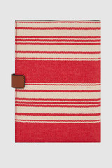 Back product shot of the Oroton Bronte Notebook in Market Red and Premium canvas material for Women . IP:25