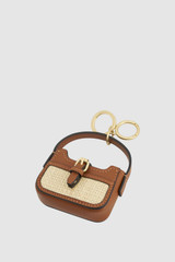 Front product shot of the Oroton Dylan Straw Baguette Bag Charm in Natural/Cognac and 100% raffia material for Women . IP:1