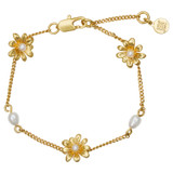 Front product shot of the Oroton Daisy Pearl Bracelet in Worn Gold/Pearl and Premium brass material for Women . IP:1