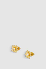 Front product shot of the Oroton Daisy Pearl Studs in Worn Gold/Pearl and Premium brass material for Women . IP:1