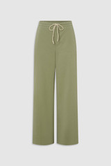 Front product shot of the Oroton Weekend Pull On Pant in Soft Sage and 100% cotton fabric for Women . IP:1