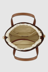 Internal product shot of the Oroton Polly Perforated Small Tote in Cognac and Premium smooth leather for Women . IP:17