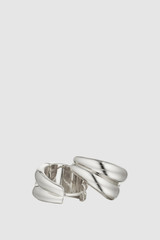 Front product shot of the Oroton Rada Huggies in Silver and 12K rhodium plating for Women . IP:14