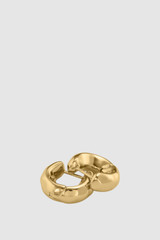 Detail product shot of the Oroton Aurie Huggie in Gold and Brass with sterling silver earring post for Women . IP:21