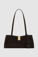 Front product shot of the Oroton Mille Suede Baguette in Dark Chocolate and Premium suede leather for Women . IP:1
