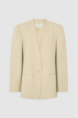 Front product shot of the Oroton Single Breasted Blazer in Almond Creme and 72% Viscose, 28% linen for Women . IP:1