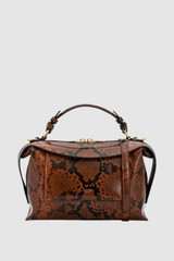 Front product shot of the Oroton Mica Bowler in Copper Snake and Premium pebble grain leather for Women . IP:1