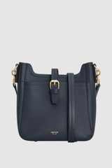 Front product shot of the Oroton Dylan Small Bucket in Dark Navy and Premium pebble leather for Women . IP:1