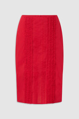 Front product shot of the Oroton Ruffle Detail Skirt in Red Ribbon and 100% cotton voile fabric for Women . IP:1
