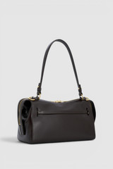 Back product shot of the Oroton Cleo Crackle Shoulder Bag in True Chocolate and Premium crackle leather for Women . IP:25