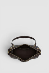 Internal product shot of the Oroton Cleo Smooth Shoulder Bag in Dark Chocolate and Premium smooth leather for Women . IP:17