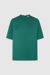 Front product shot of the Oroton Double Satin Tee in Neptune Green and 100% viscose fabric for Women . IP:1