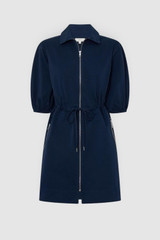 Front product shot of the Oroton Washed Drill Dress in North Sea and 100% cotton fabric for Women . IP:1