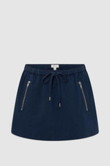 Front product shot of the Oroton Washed Drill Skirt in North Sea and 100% cotton fabric for Women . IP:1