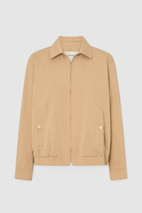 Front product shot of the Oroton Drill Bomber in Praline and 100% cotton fabric for Women . IP:1