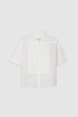 Front product shot of the Oroton Pleat Detail Shirt in White and 100% cotton fabric for Women . IP:1