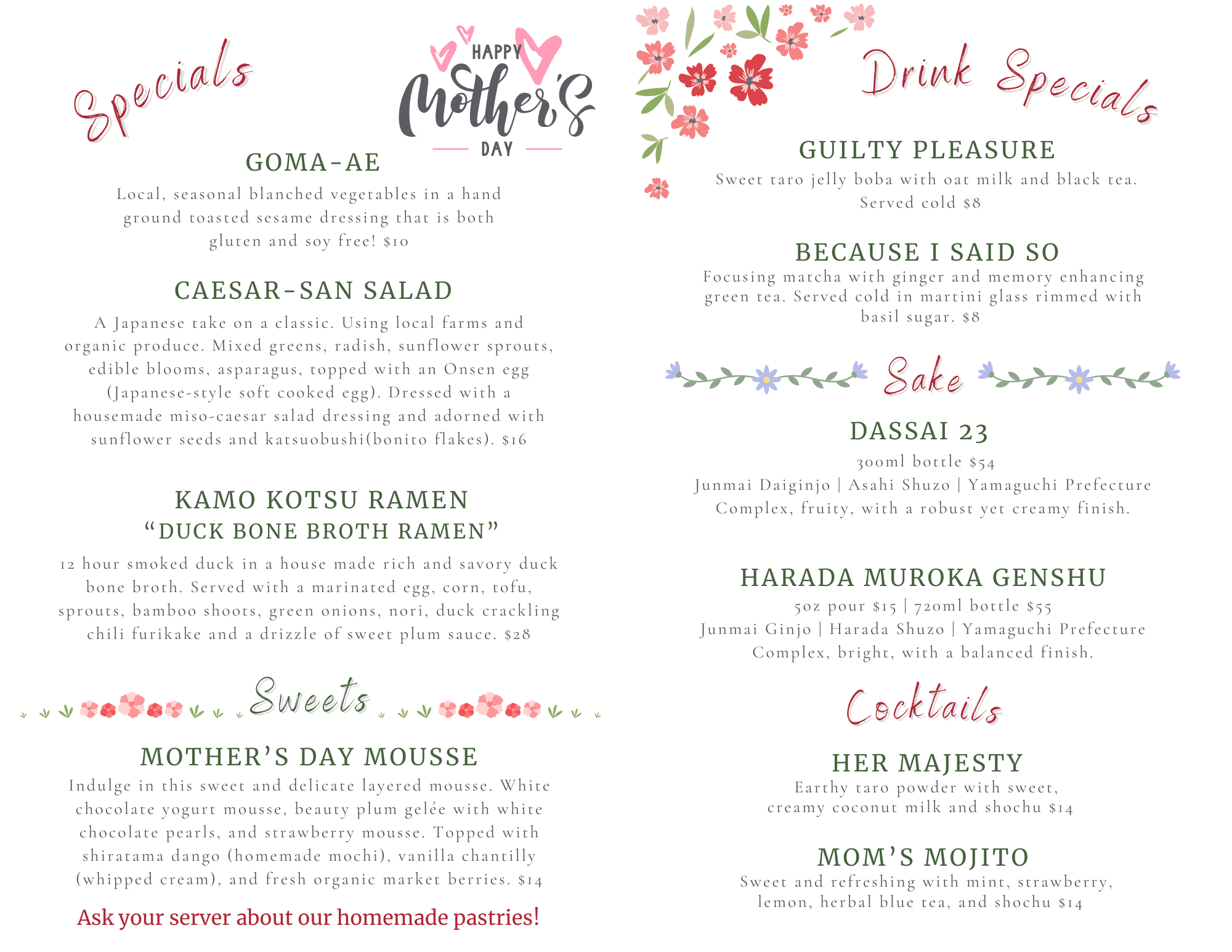 Mother's Day Specials