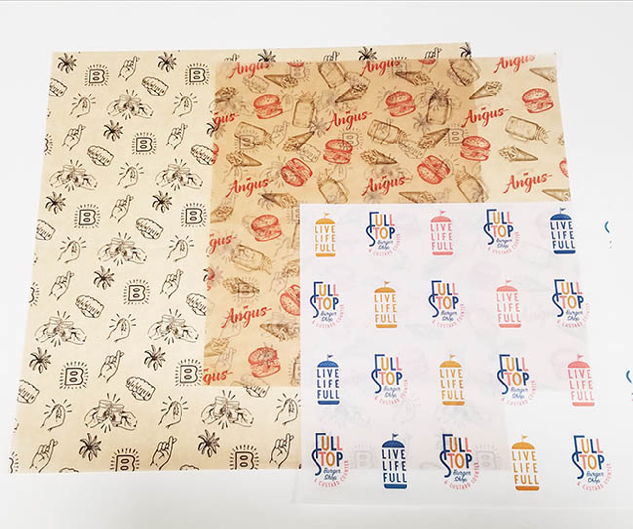 12x12 4Color Printed Brown Kraft Food Wrap Paper Sheets Deli