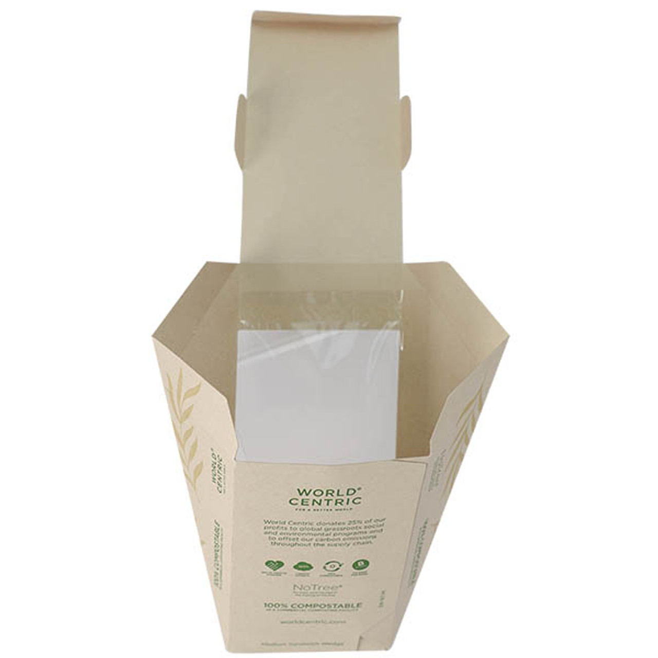 500 Pack Triple Fill Sandwich Wedge Cardboard Boxes Takeaway Transparent Window 
