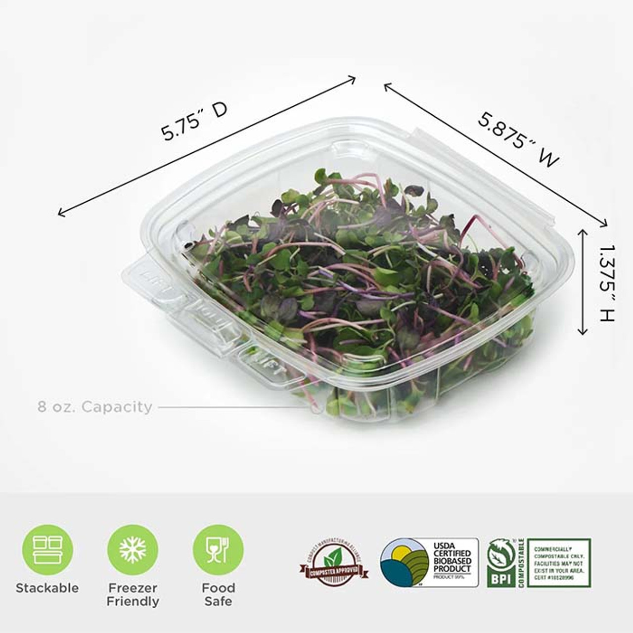 Sample of Good Natured 8 oz PLA Clamshell Containers