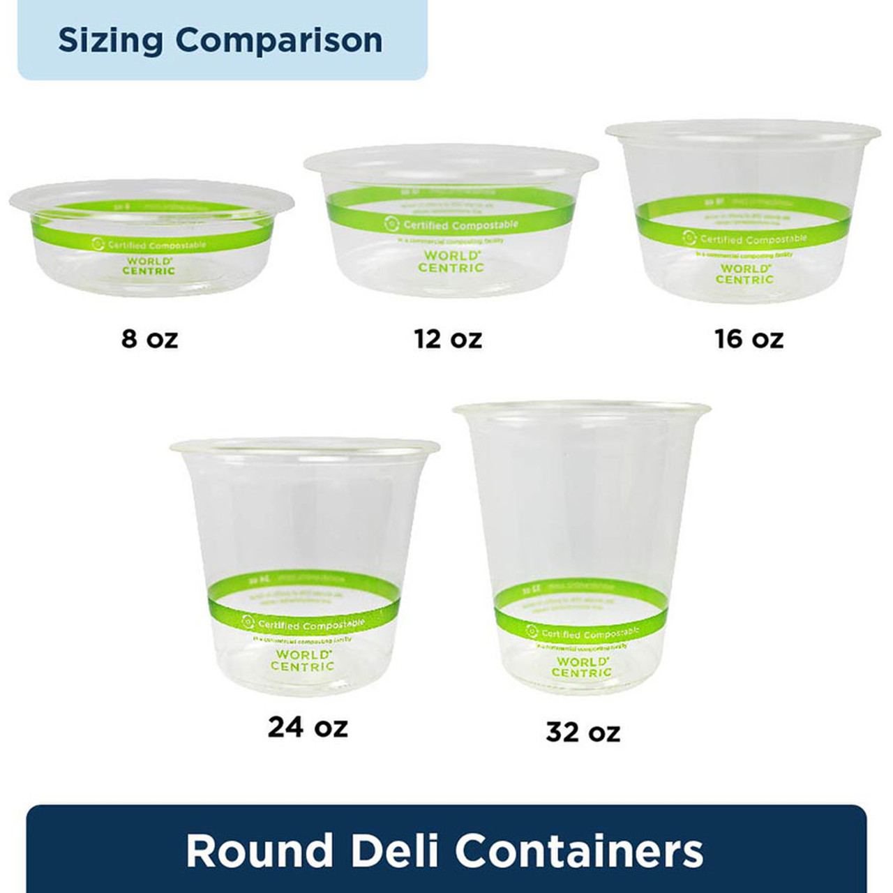 Custom Printed 8 oz Round PLA Deli Containers