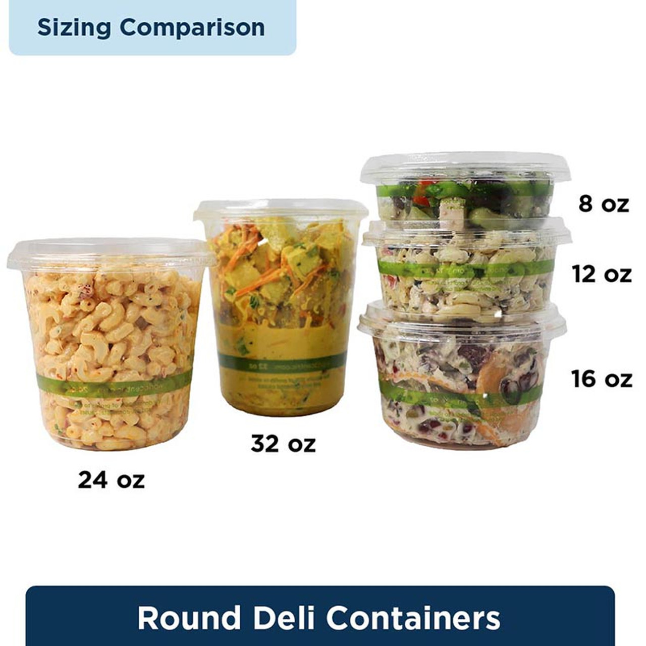 Stalk Market Clear PLA Lid for 8, 12, 16, 32 oz. Deli Containers