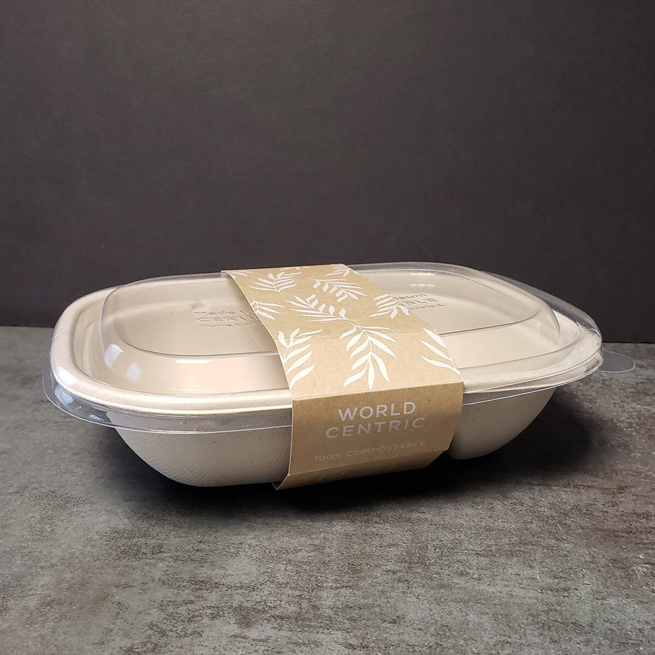 Divide Takeaway Oval Biodegradable Food Containers With Lids