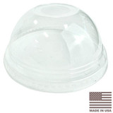 Compostable domed PLA cold cup Lid with straw hole, fits 16 & 24 oz Cold Cups, SKU 9509122