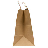 Side angle view of Kraft recycled paper shopping bag with handles Side angle view of Kraft recycled paper shopping bag with handles