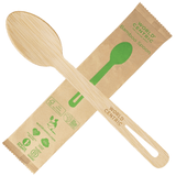 6.7” Bamboo Spoon, Individually Wrapped – Sustainable World Centric, SP-BB-I